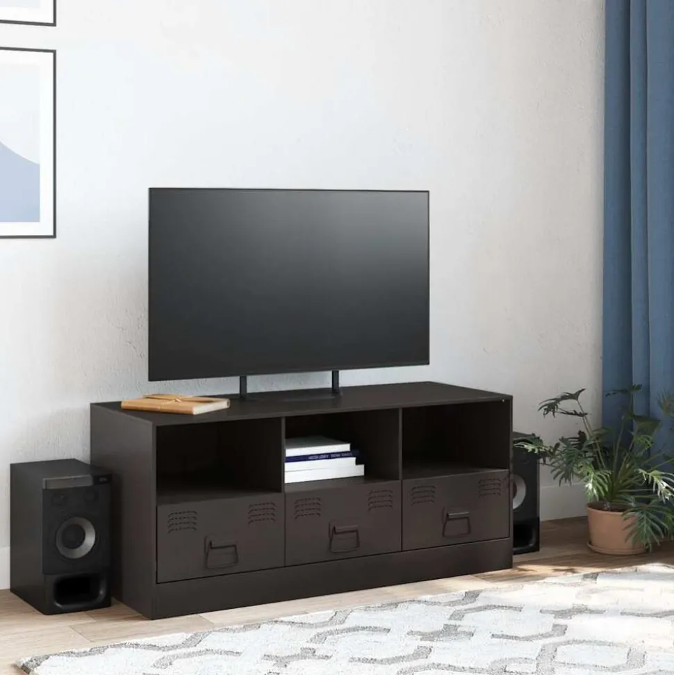 vidaXL Tv-meubel 99x39x44 cm staal zwart