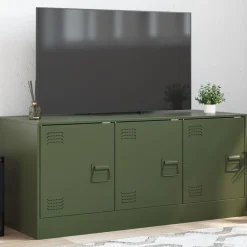 vidaXL Tv-meubel 99x39x44 cm staal olijfgroen