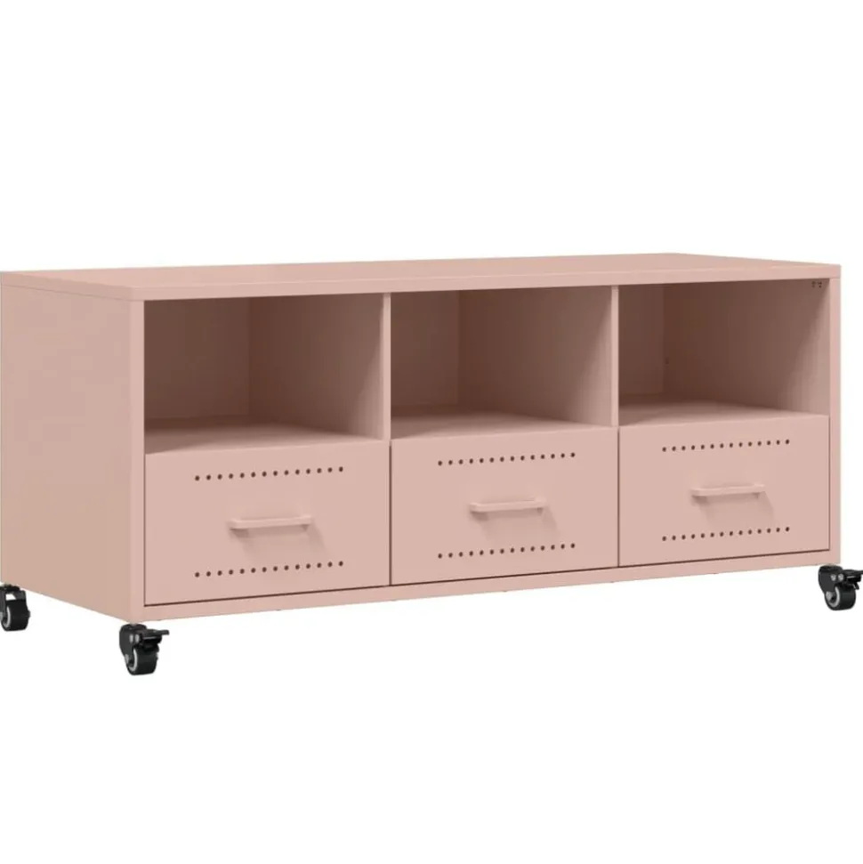 vidaXL Tv-meubel 100,5x39x43,5 cm staal roze