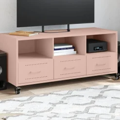 vidaXL Tv-meubel 100,5x39x43,5 cm staal roze