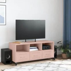 vidaXL Tv-meubel 100,5x39x43,5 cm staal roze