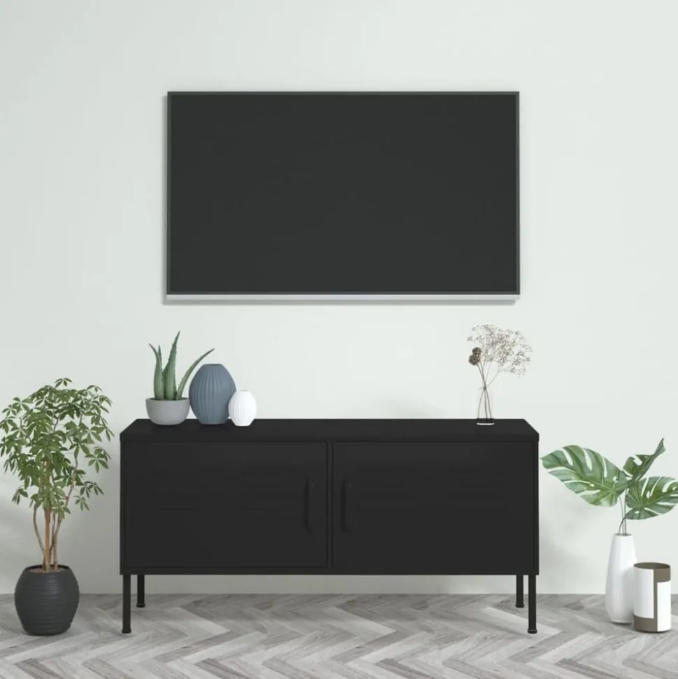 vidaXL Tv-meubel 105x35x50 cm staal zwart