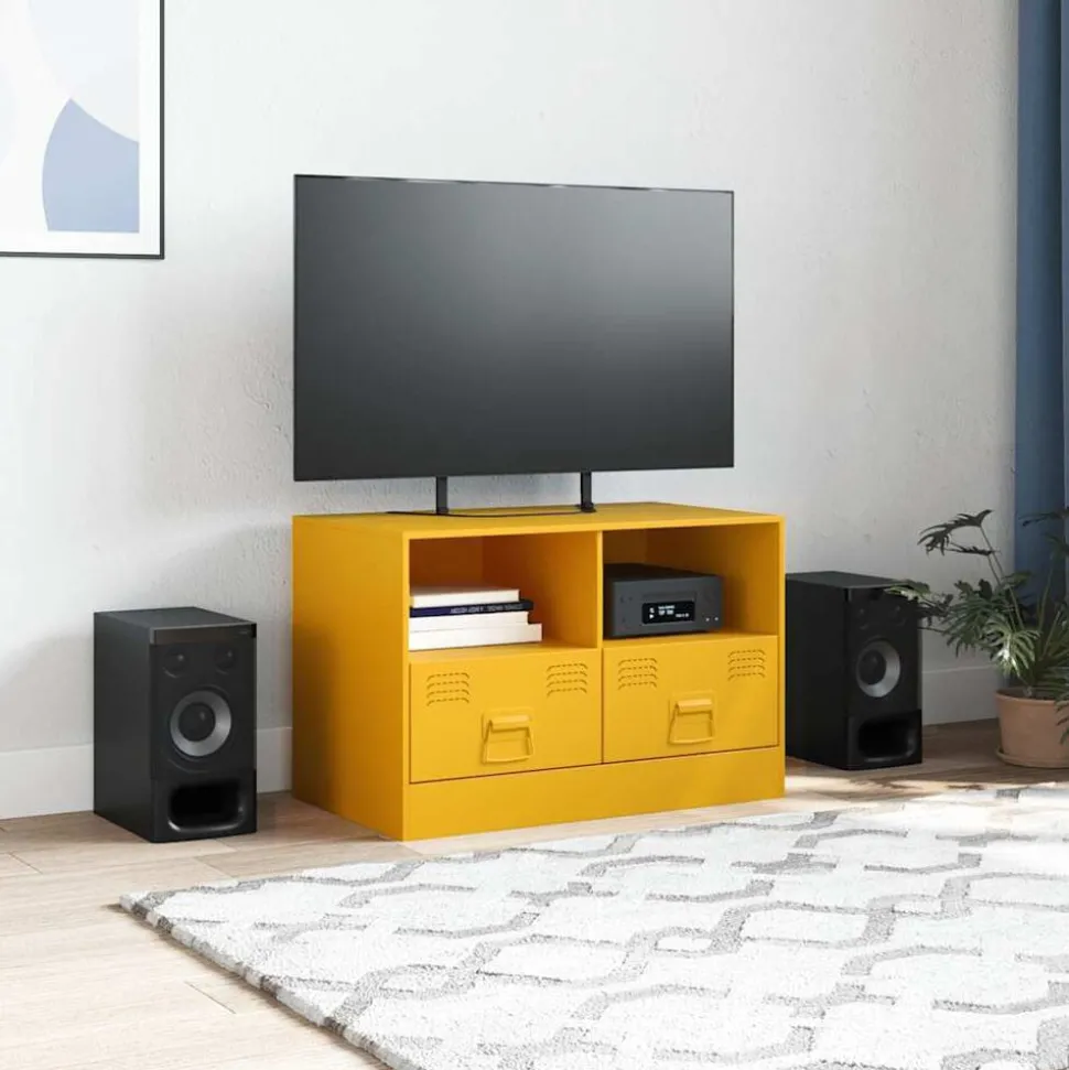 vidaXL Tv-meubel 67x39x44 cm staal mosterdgeel