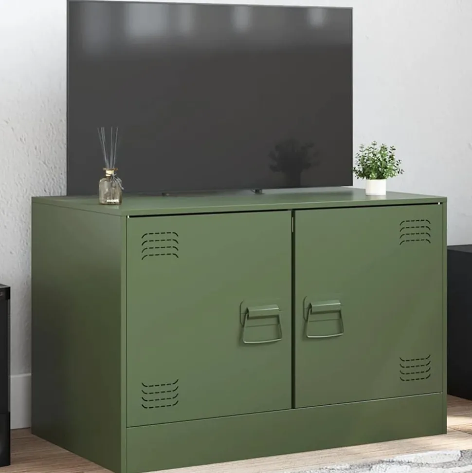 vidaXL Tv-meubel 67x39x44 cm staal olijfgroen