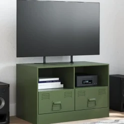 vidaXL Tv-meubel 67x39x44 cm staal olijfgroen