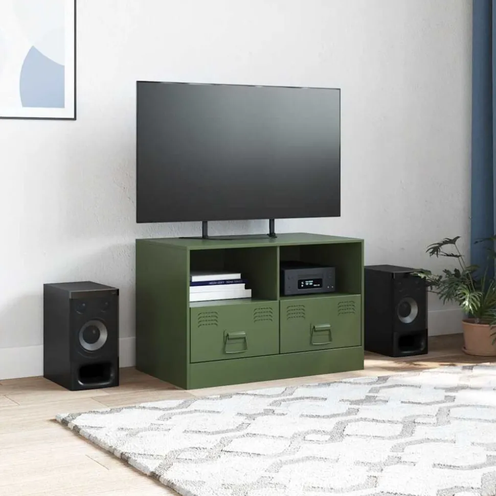 vidaXL Tv-meubel 67x39x44 cm staal olijfgroen