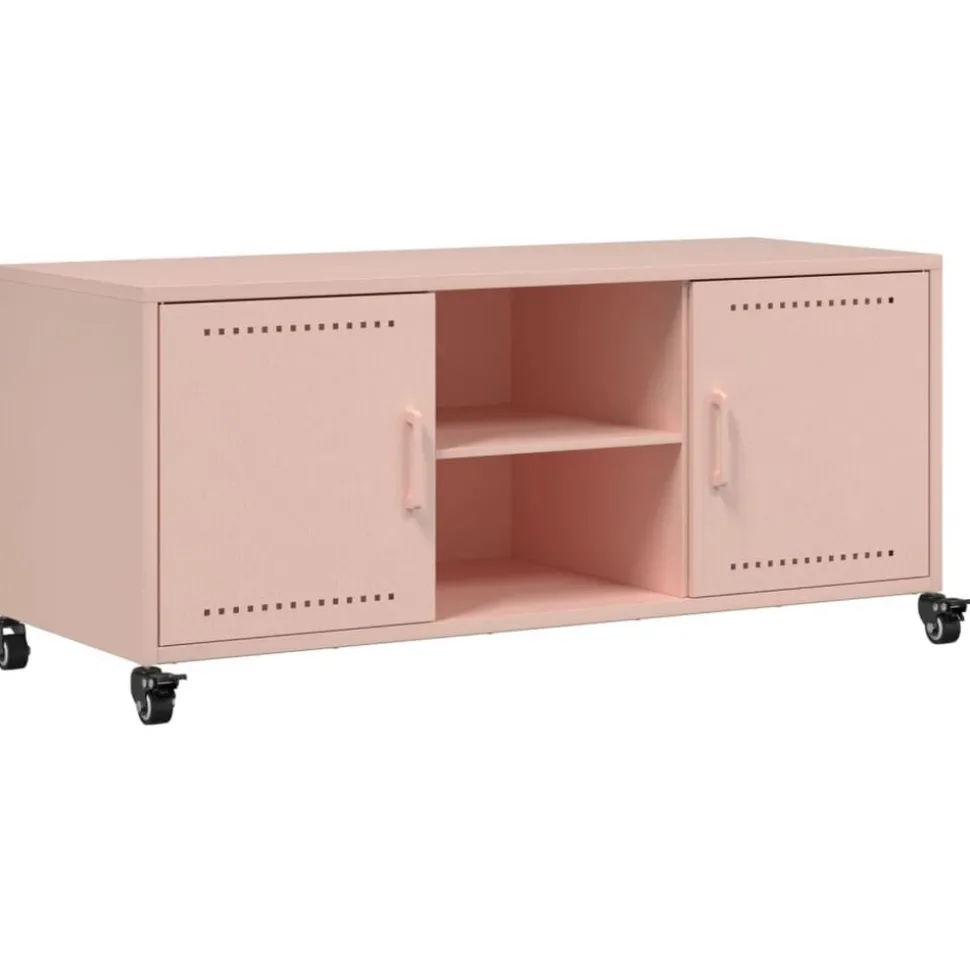 vidaXL Tv-meubel 100,5x39x43,5 cm staal roze