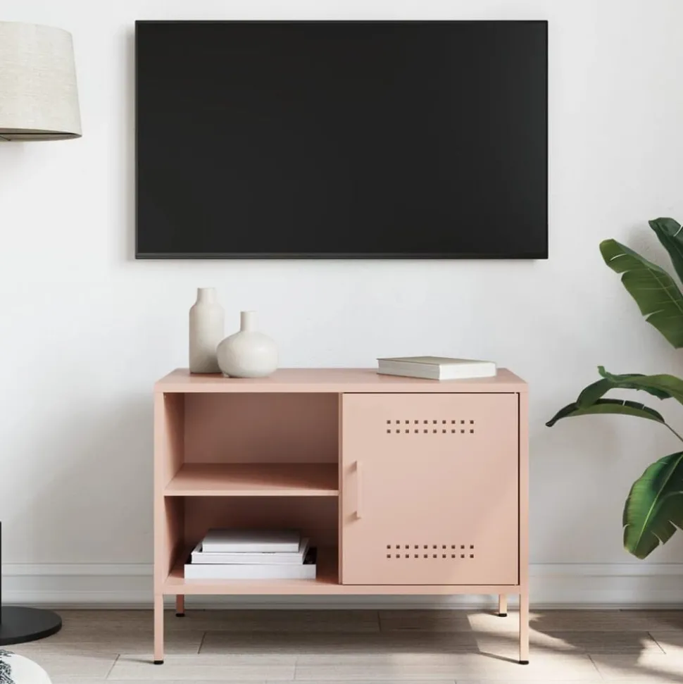 vidaXL Tv-meubel 68x39x50,5 cm staal roze
