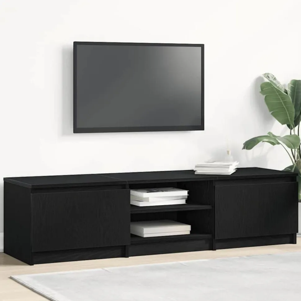 vidaXL TV-meubel Zwart Eiken 140x40x36 cm Bewerkt Hout