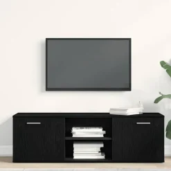 vidaXL TV-meubel Zwart Eiken 120x34x37 cm Bewerkt Hout