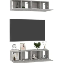 vidaXL Tv-meubelen 4 st 60x30x30 cm bewerkt hout betongrijs