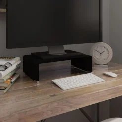 vidaXL Tv-meubel/monitorverhoger zwart 40x25x11 cm glas