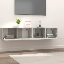 vidaXL Tv-meubels 2 st 80x30x30 cm bewerkt hout betongrijs