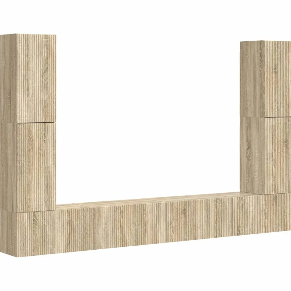 vidaXL Tv-meubelset 8 pcs Sonoma Eiken Bewerkt hout