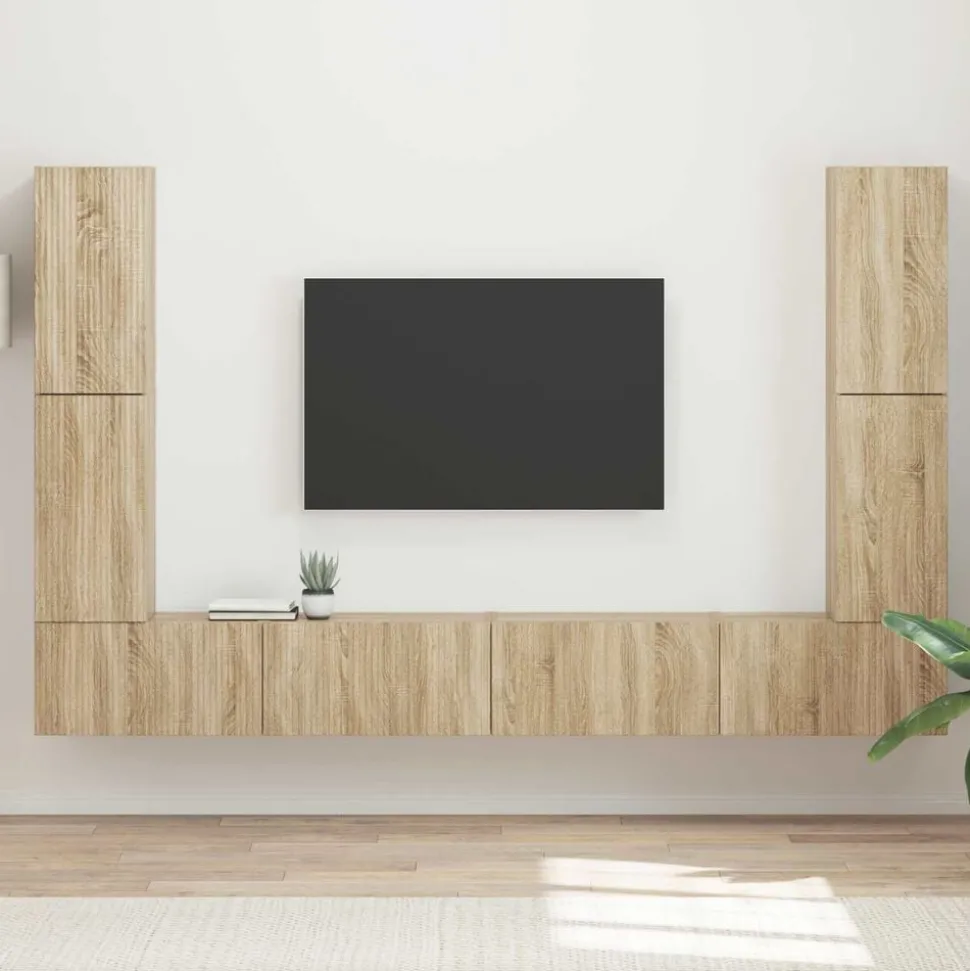 vidaXL Tv-meubelset 8 pcs Sonoma Eiken Bewerkt hout
