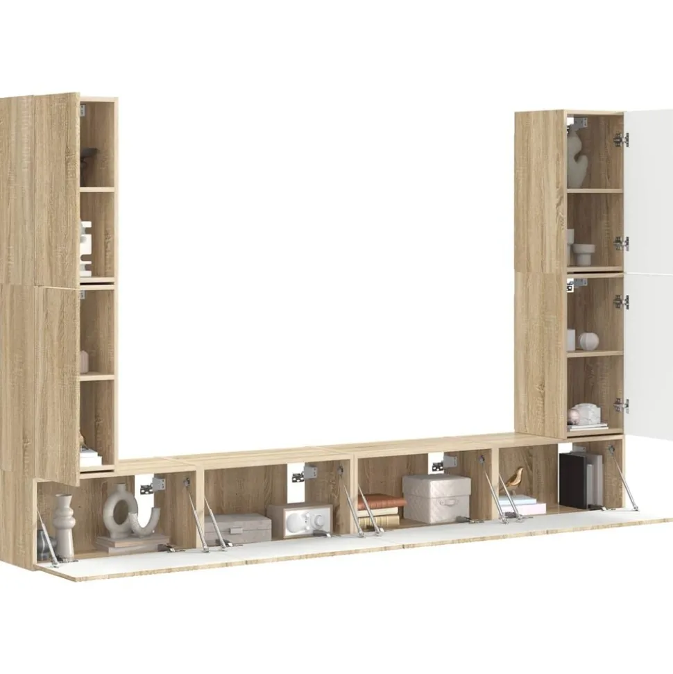 vidaXL Tv-meubelset 8 pcs Sonoma Eiken Bewerkt hout