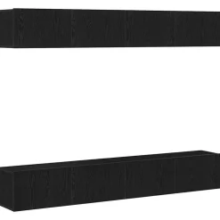vidaXL Tv-meubelset 4 pcs Zwart Eiken 100 x 30 x 30 cm Bewerkt hout
