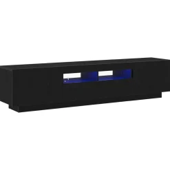 vidaXL Tv-meubelset 2 pcs Zwart 180 x 35 x 40 cm Bewerkt hout