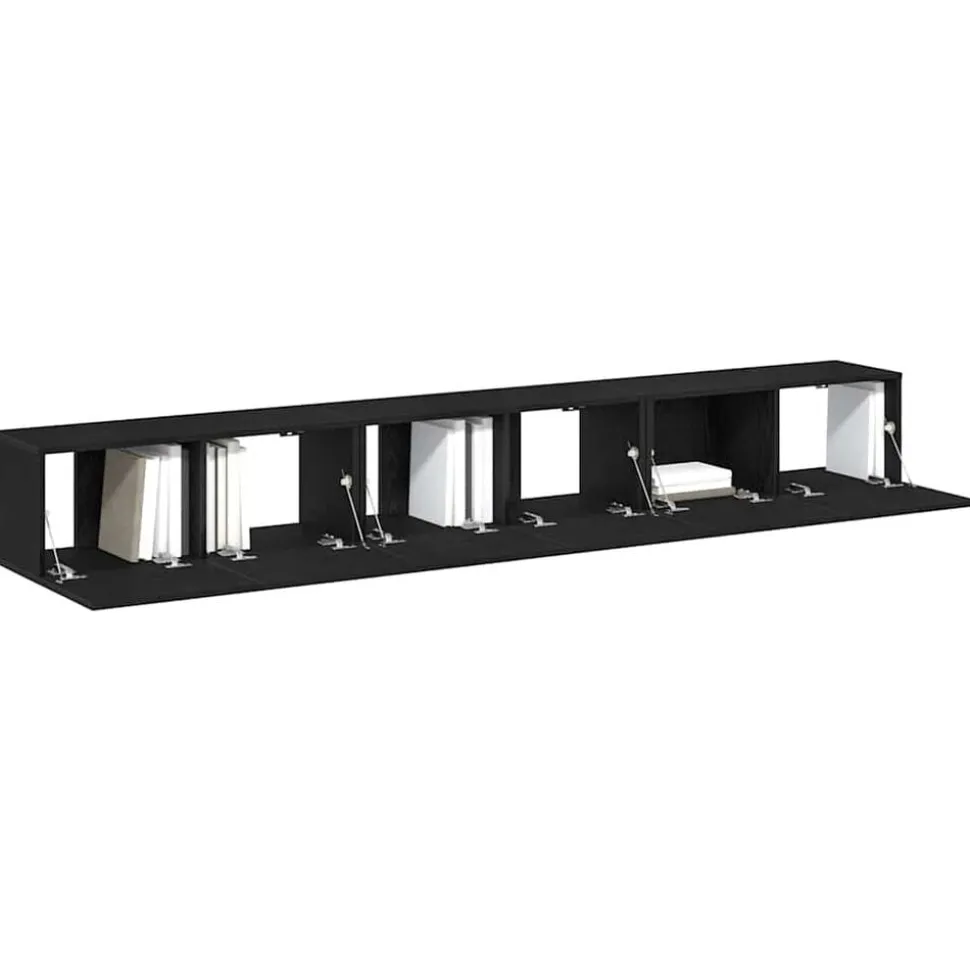 vidaXL Tv-meubelset 3 pcs Zwart Eiken 80 x 30 x 30 cm Bewerkt hout