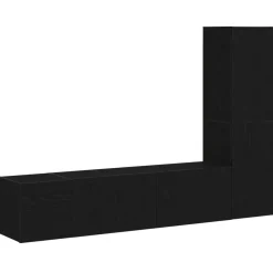 vidaXL Tv-meubelset 4 pcs Zwart Eiken 130,5 x 30 x 140 cm Bewerkt hout