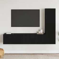 vidaXL Tv-meubelset 4 pcs Zwart Eiken 130,5 x 30 x 140 cm Bewerkt hout