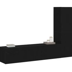 vidaXL Tv-meubelset 4 pcs Zwart Eiken 130,5 x 30 x 140 cm Bewerkt hout