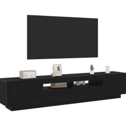 vidaXL Tv-meubelset 2 pcs Zwart 200 x 35 x 40 cm Bewerkt hout