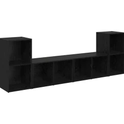 vidaXL Tv-meubelset 4 pcs Zwart Eiken 37 x 37 x 72 cm Bewerkt hout