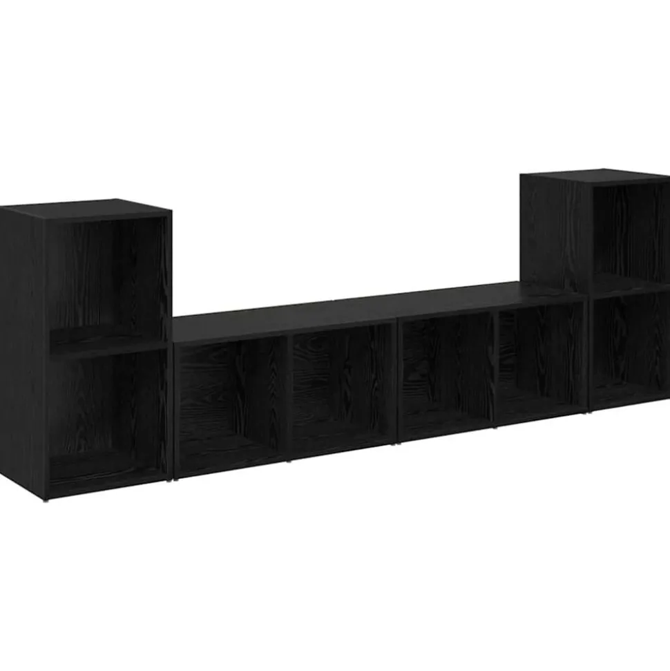 vidaXL Tv-meubelset 4 pcs Zwart Eiken 37 x 37 x 72 cm Bewerkt hout