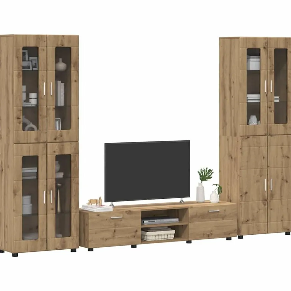 vidaXL Tv-meubelset met lade FLORIN 3 pcs Artisan Eiken Bewerkt hout