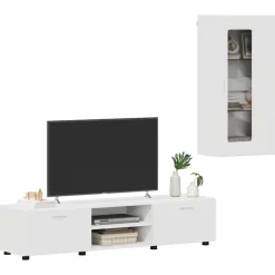 vidaXL Tv-meubelset met lade met plank FLORIN 3 pcs Wit Bewerkt hout