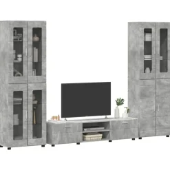 vidaXL Tv-meubelset met lade FLORIN 3 pcs Beton Grijs Bewerkt hout