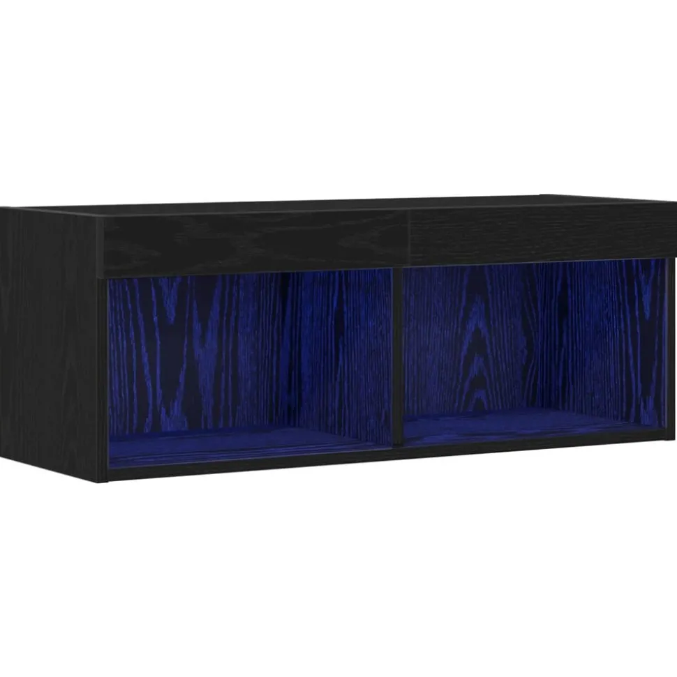 vidaXL Tv-meubelset met LED Zwart Eiken 80 x 30 x 30 cm Bewerkt hout