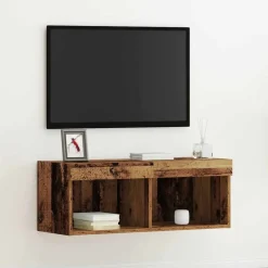 vidaXL Tv-meubelset met LED Oud hout 80 x 30 x 30 cm Bewerkt hout