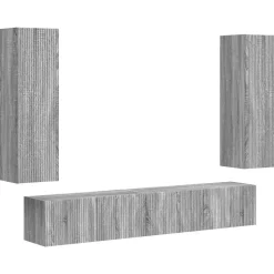 vidaXL Tv-meubelset Wandgemonteerd 3 pcs Grijs Sonoma Bewerkt hout