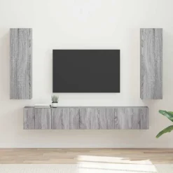 vidaXL Tv-meubelset Wandgemonteerd 3 pcs Grijs Sonoma Bewerkt hout