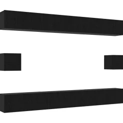 vidaXL Tv-meubelset Wandgemonteerd 8 pcs Zwart Eiken Bewerkt hout