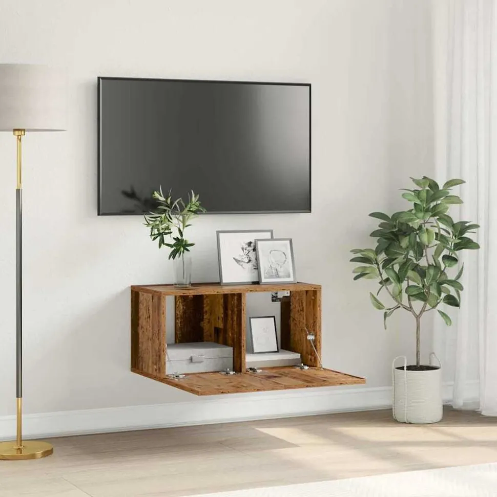 vidaXL Tv-meubelset Wandgemonteerd Bruin 60 x 30 x 30 cm Bewerkt hout