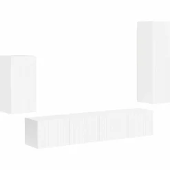 vidaXL Tv-meubelset Wandgemonteerd 4 pcs Hoogglans wit Bewerkt hout