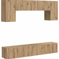 vidaXL Tv-meubelset Wandgemonteerd 5 pcs Zwart Bewerkt hout