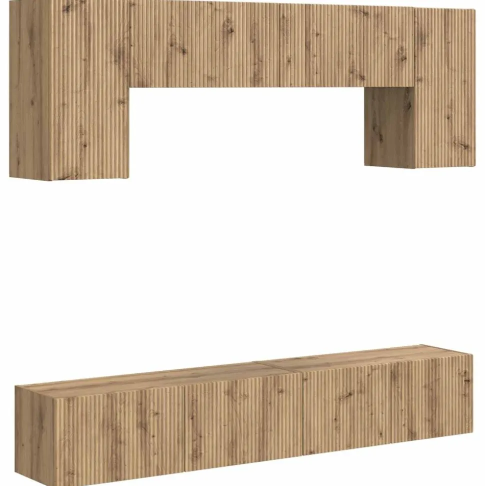 vidaXL Tv-meubelset Wandgemonteerd 5 pcs Zwart Bewerkt hout