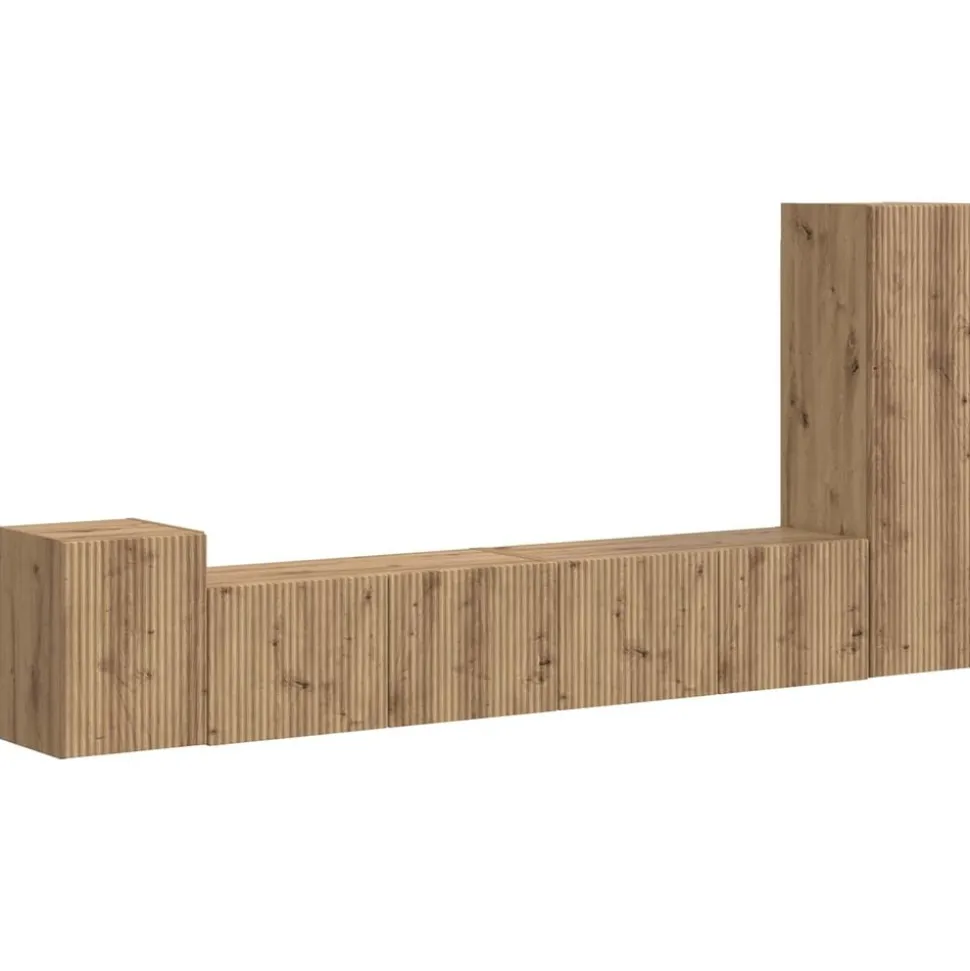 vidaXL Tv-meubelset Wandgemonteerd 3 pcs Artisan Eiken Bewerkt hout