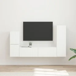 vidaXL Tv-meubelset Wandgemonteerd 4 pcs Wit Bewerkt hout