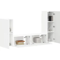 vidaXL Tv-meubelset Wandgemonteerd 4 pcs Wit Bewerkt hout