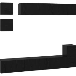 vidaXL Tv-meubelset Wandgemonteerd 8 pcs Zwart Eiken Bewerkt hout