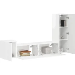 vidaXL Tv-meubelset Wandgemonteerd 4 pcs Hoogglans wit Bewerkt hout