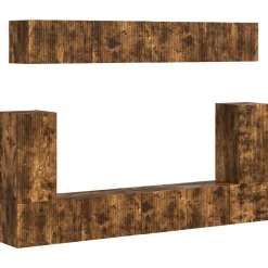 vidaXL Tv-meubelset Wandgemonteerd 5 pcs Gerookt eiken Bewerkt hout