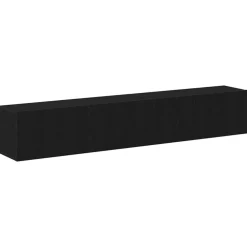 vidaXL Tv-meubelset Wandgemonteerd 2 pcs Zwart Eiken Bewerkt hout