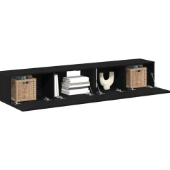 vidaXL Tv-meubelset Wandgemonteerd 2 pcs Zwart Eiken Bewerkt hout