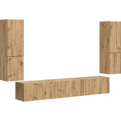 vidaXL Tv-meubelset Wandgemonteerd 4 pcs Artisan Eiken Bewerkt hout